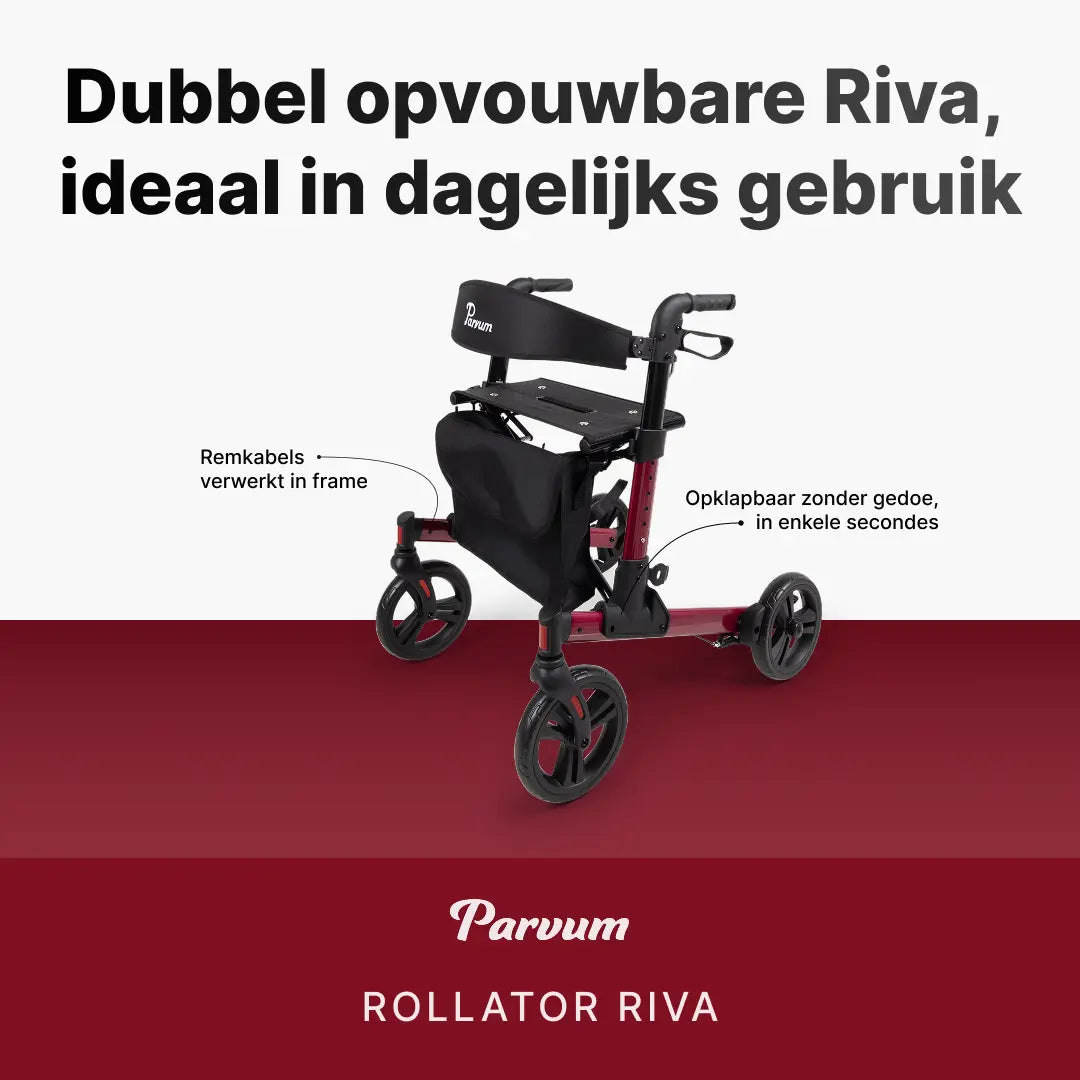 Maestro Rood Rollator Riva kopen - Dubbel opvouwbaar (Rood) | Parvum